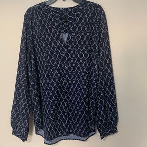 Ann Taylor Button Down Blouse, Blue, Size M